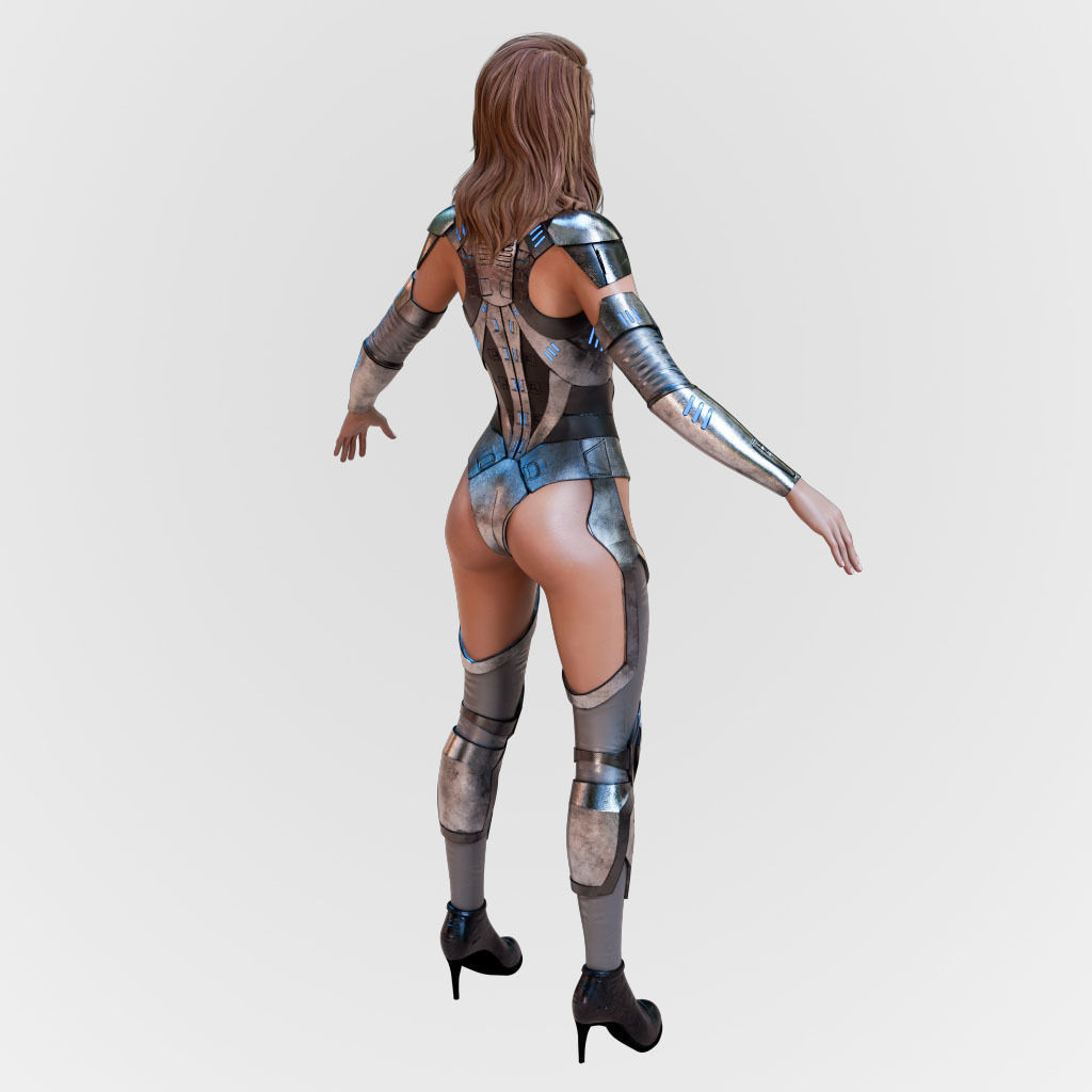 Futuristic Sci-Fi Girl Character Unreal Engine MOCAP Game Ready Low-poly 3D model_19