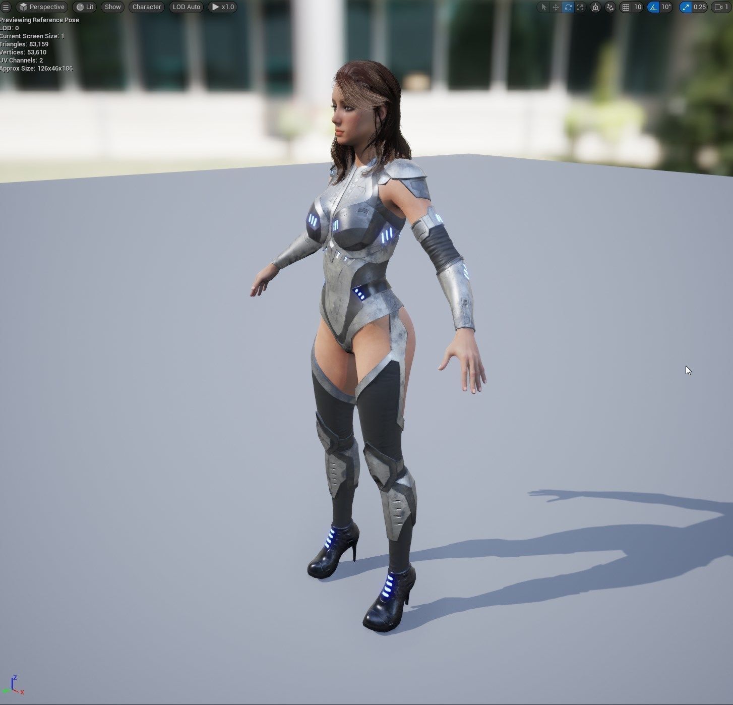 Futuristic Sci-Fi Girl Character Unreal Engine MOCAP Game Ready Low-poly 3D model_22
