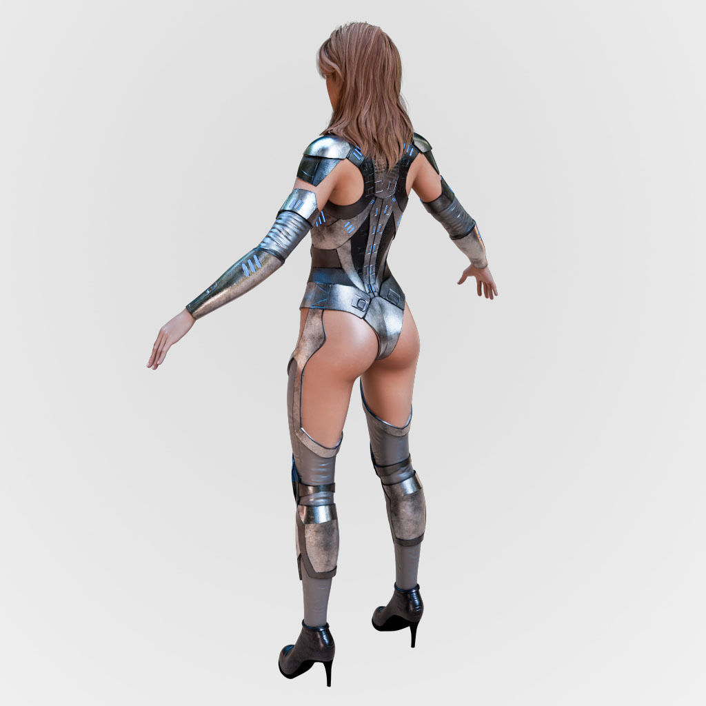 Futuristic Sci-Fi Girl Character Unreal Engine MOCAP Game Ready Low-poly 3D model_16