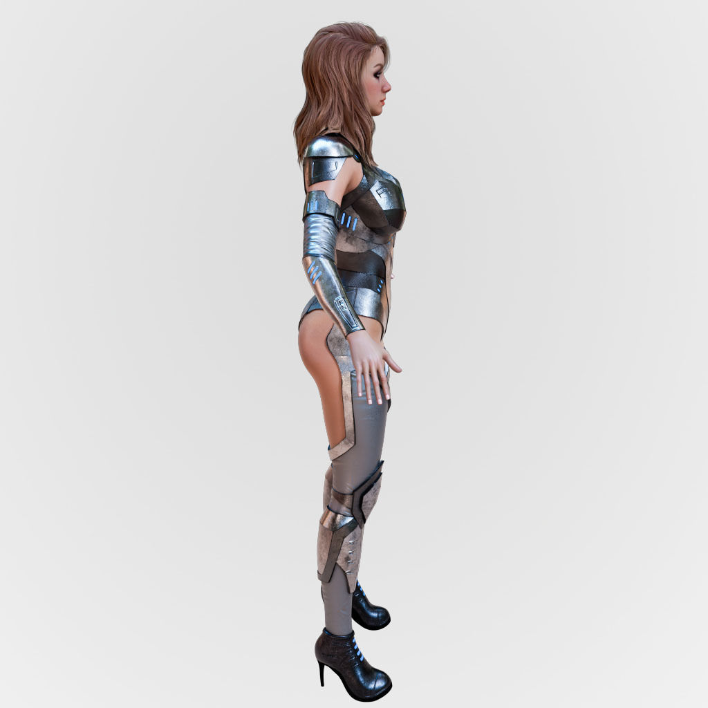 Futuristic Sci-Fi Girl Character Unreal Engine MOCAP Game Ready Low-poly 3D model_20