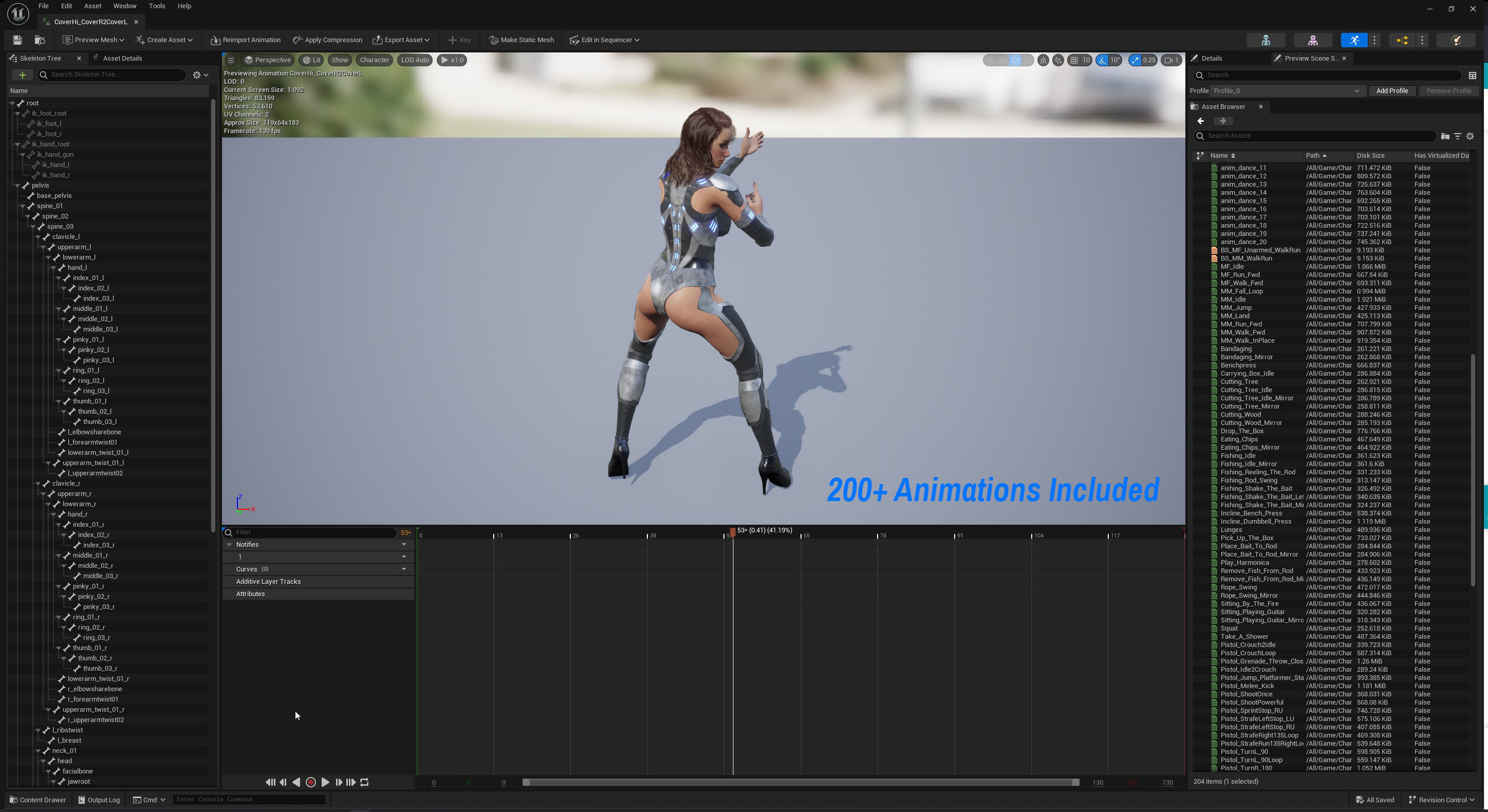 Futuristic Sci-Fi Girl Character Unreal Engine MOCAP Game Ready Low-poly 3D model_9