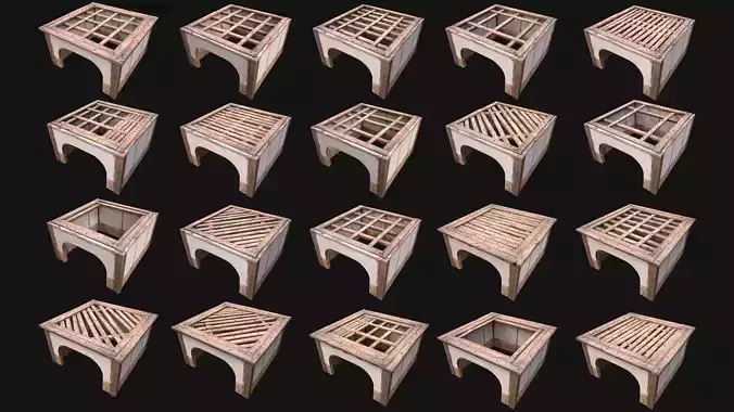 Wooden Roof Floor Medieval Pack Low-poly 3D model