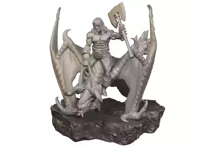 Barbarian on wyvern   3D print model