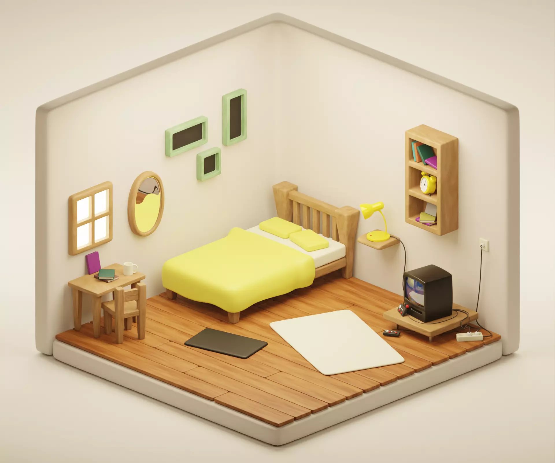 Isometric Bedroom 3D model_0