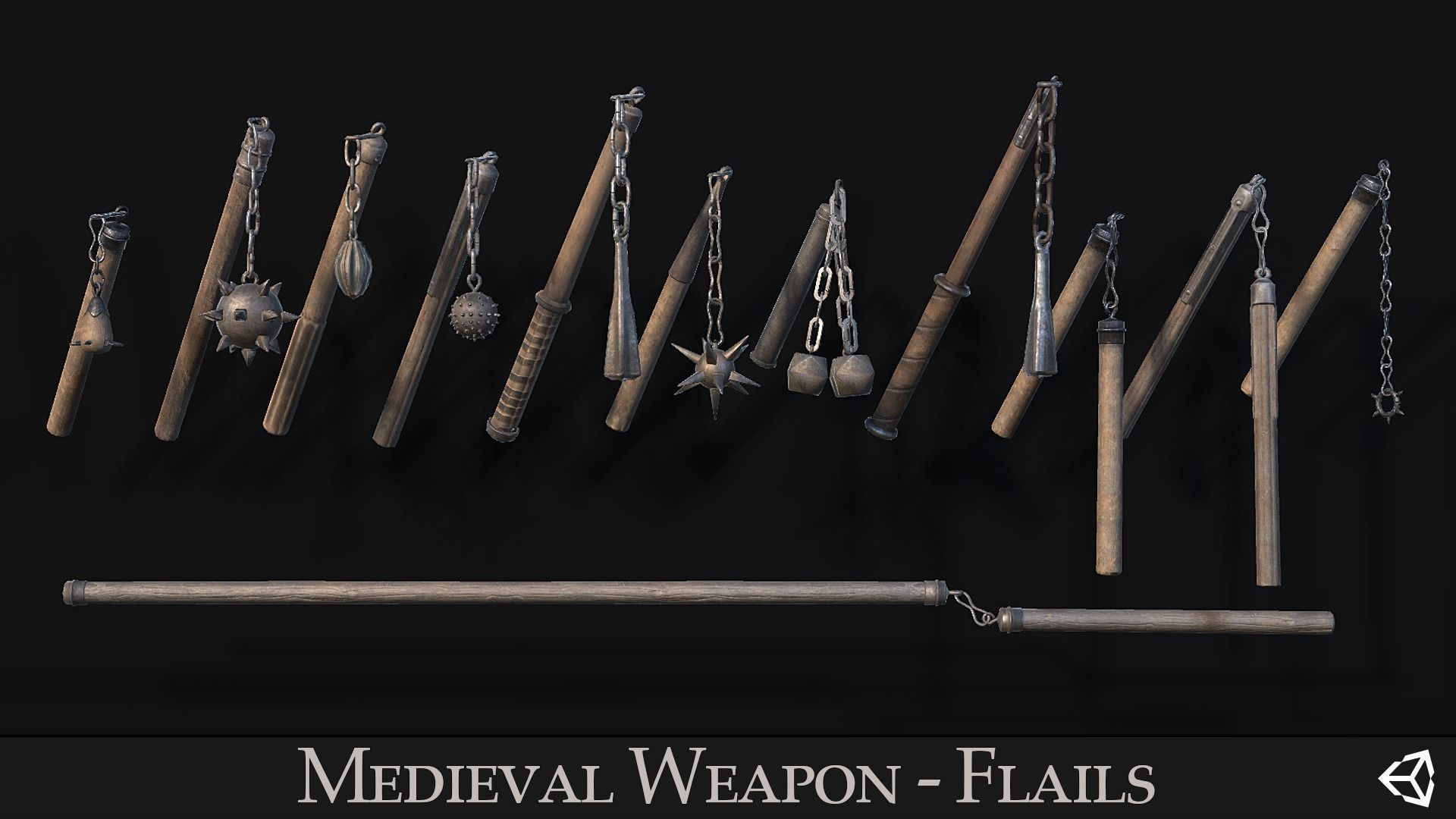 Medieval Weapon -  Flails Low-poly 3D model_2