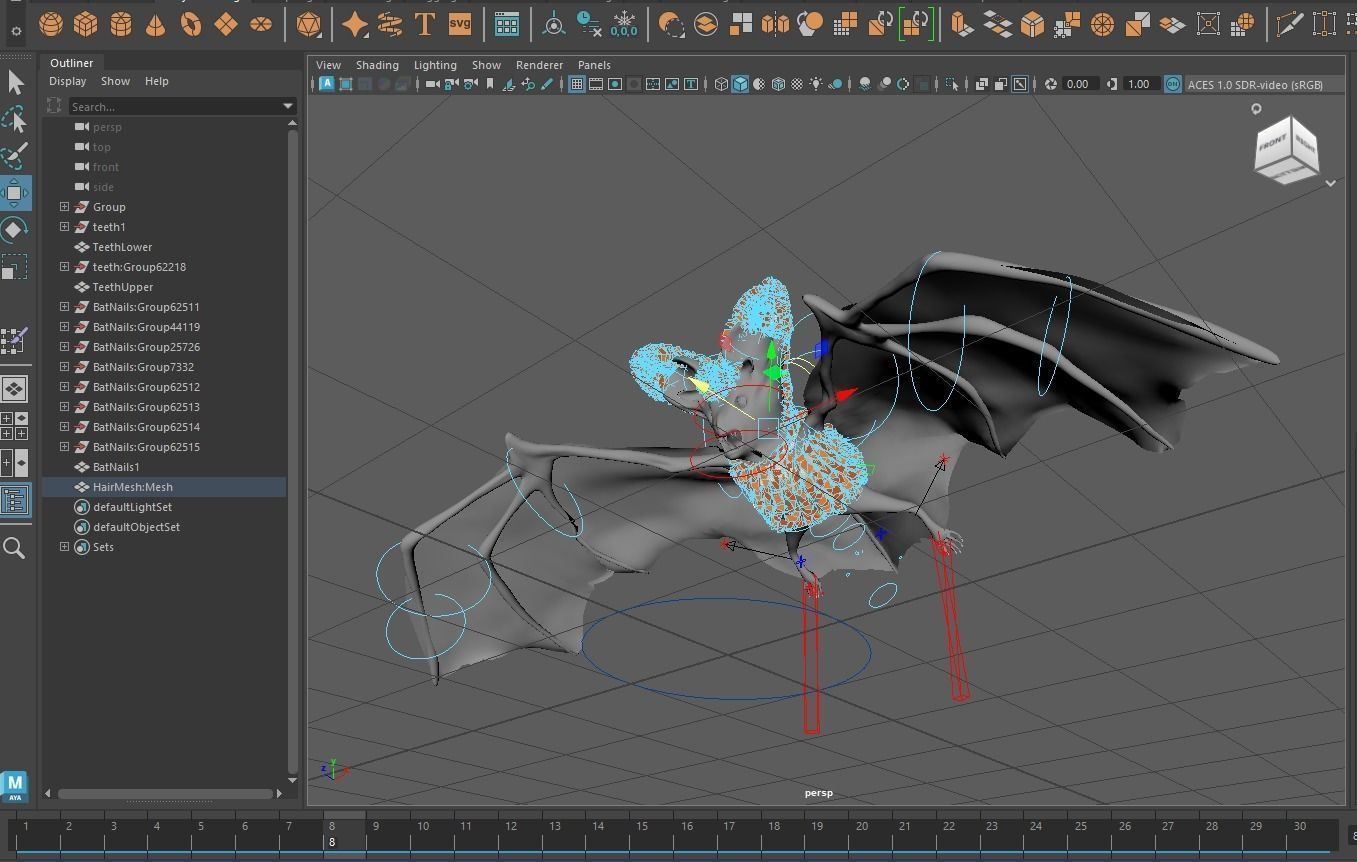 Bat Animated Low-poly 3D model_10