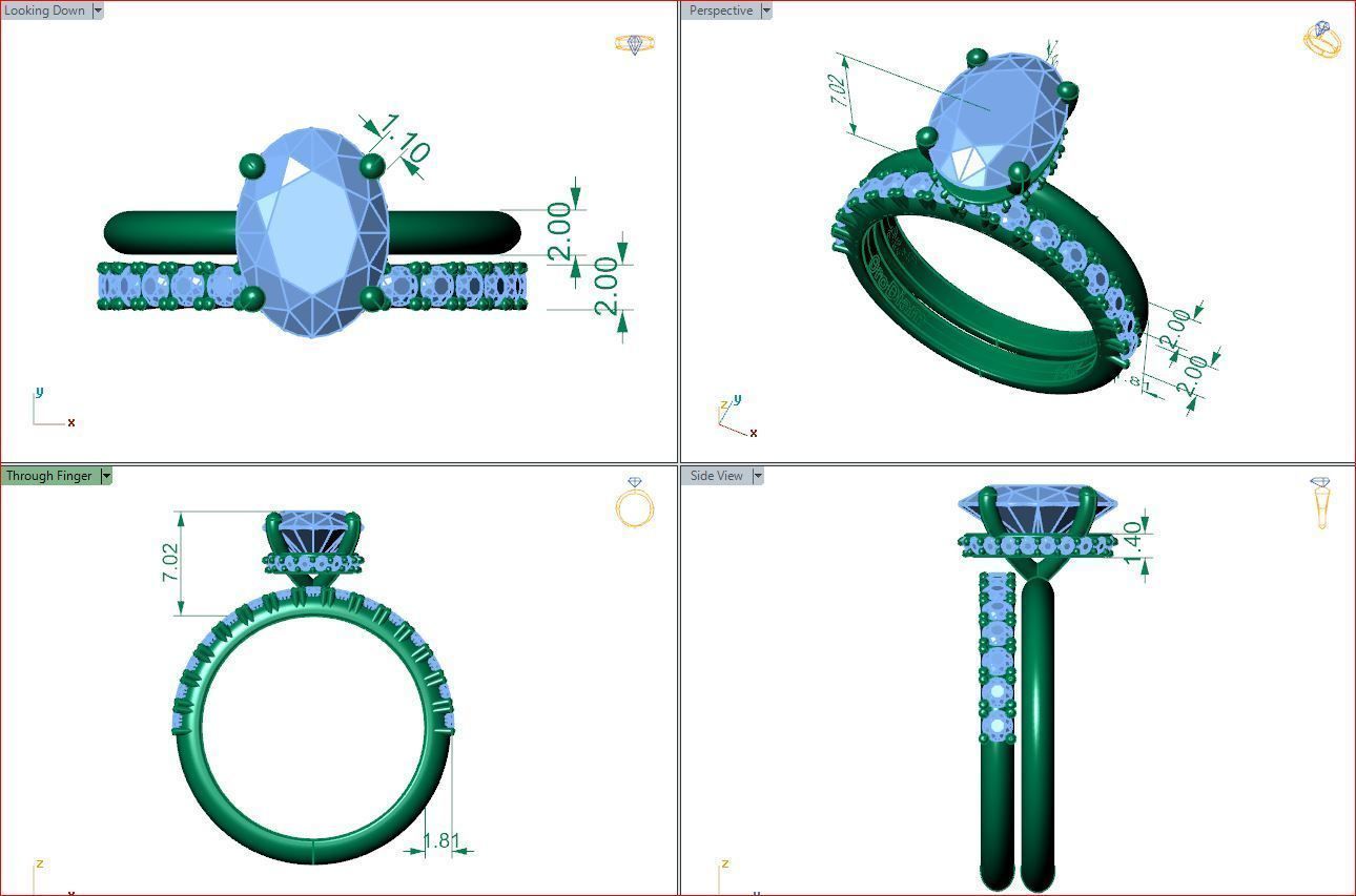 oval engagement ring hidden halo with half eternity 3D print model_6
