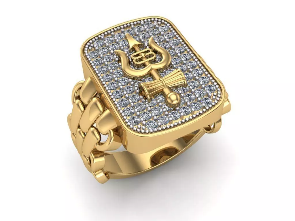 Mahadev Trishul Ring 3D print model_0