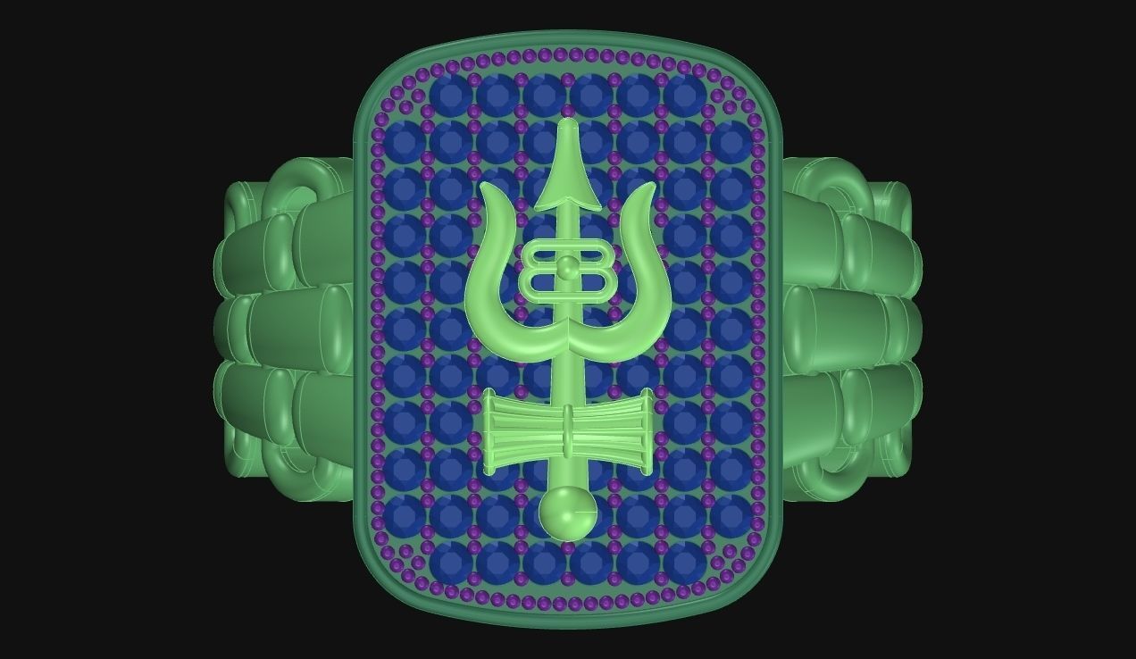 Mahadev Trishul Ring 3D print model_11