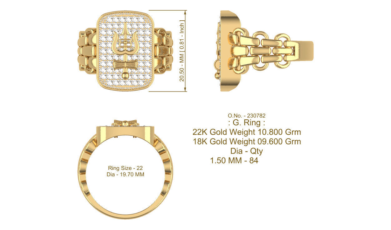 Mahadev Trishul Ring 3D print model_4