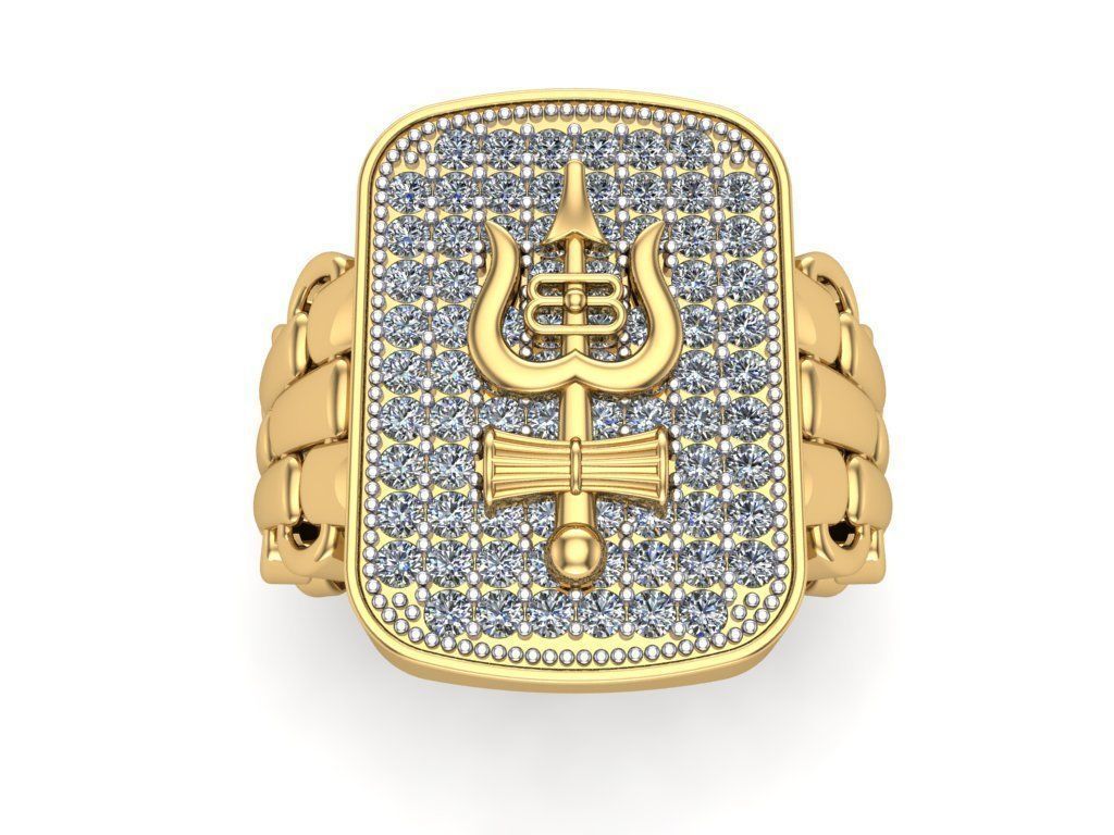 Mahadev Trishul Ring 3D print model_1