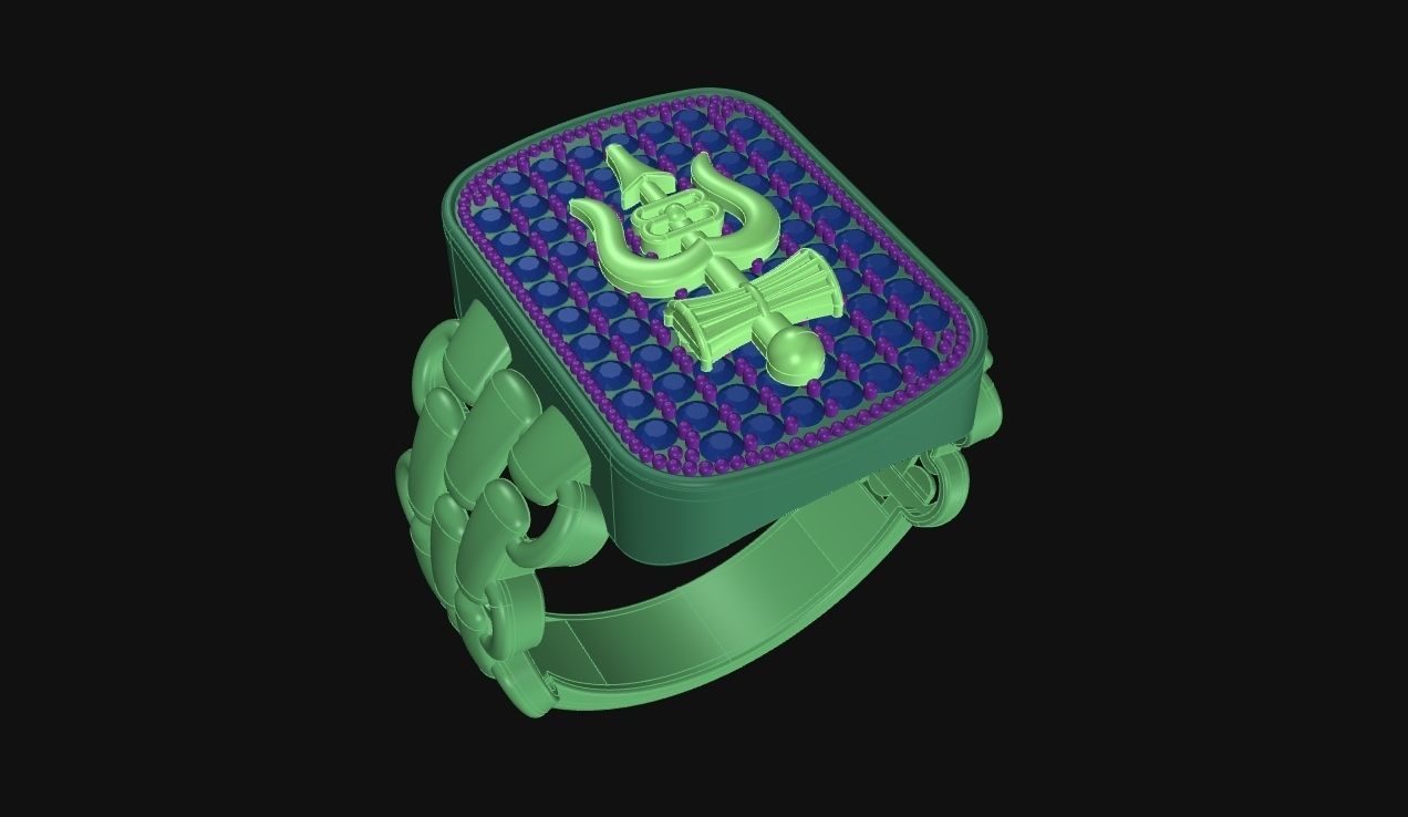 Mahadev Trishul Ring 3D print model_5