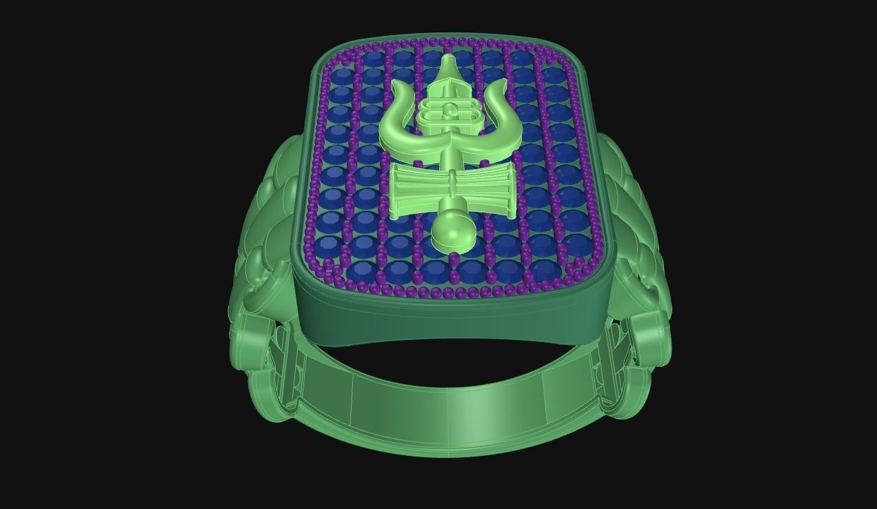 Mahadev Trishul Ring 3D print model_7