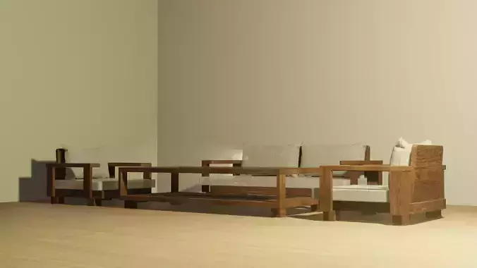 Living room sofa with side chairs and coffee table