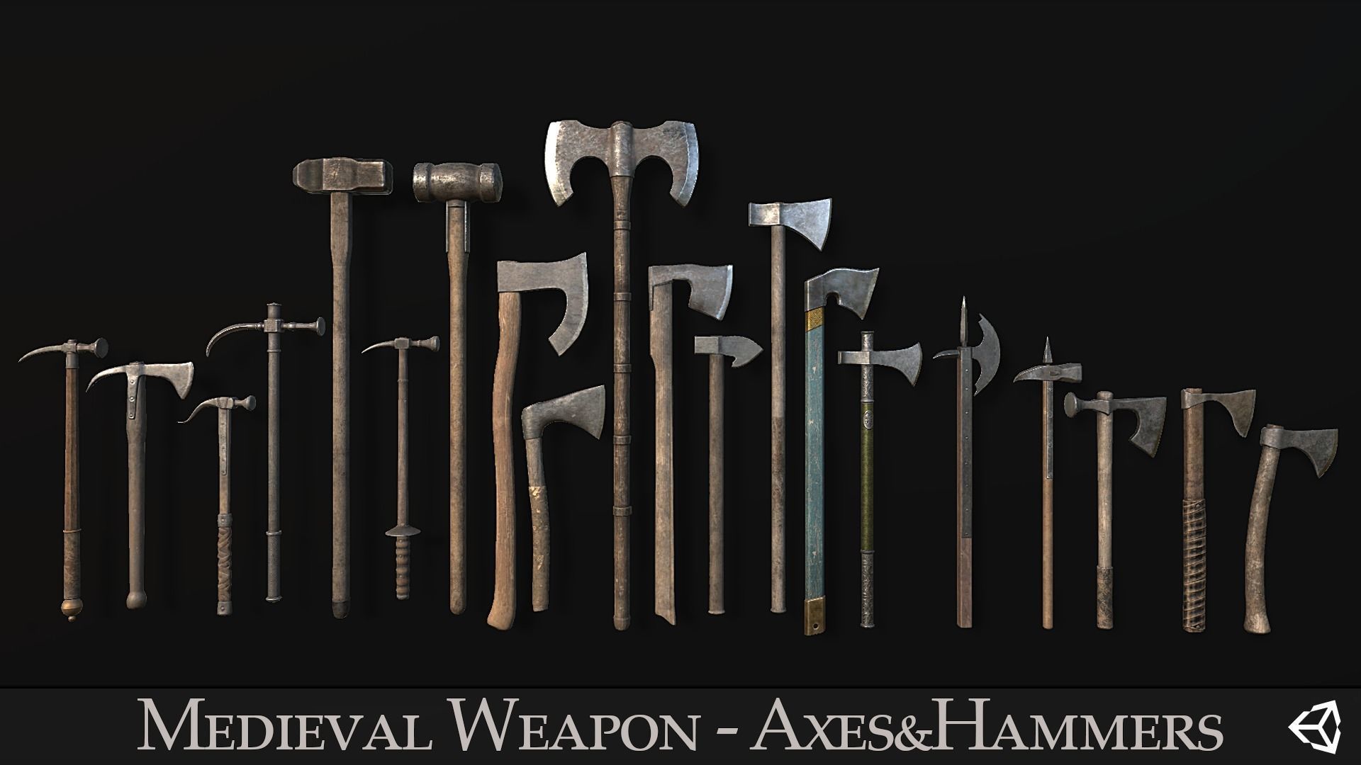 Medieval Weapon - Axes and Hammers Low-poly 3D model_2