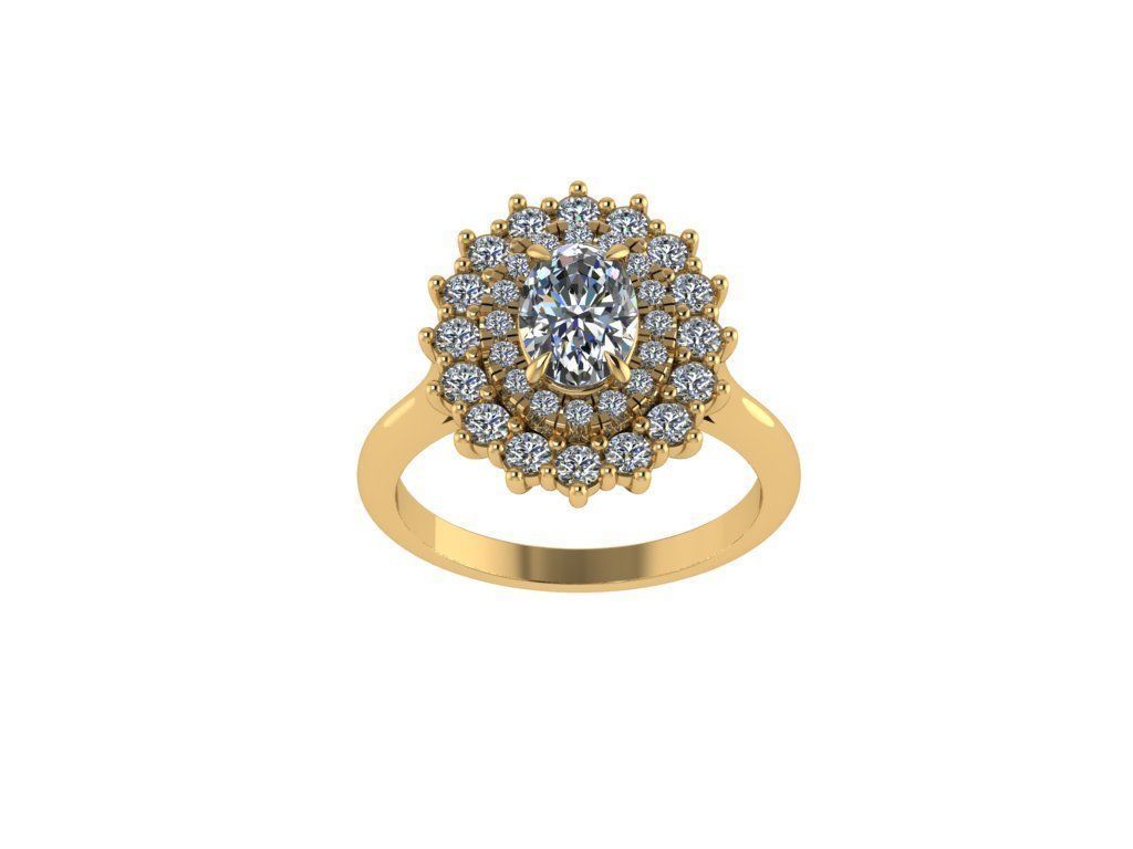 diamond cluster ring double halo 3D print model_2