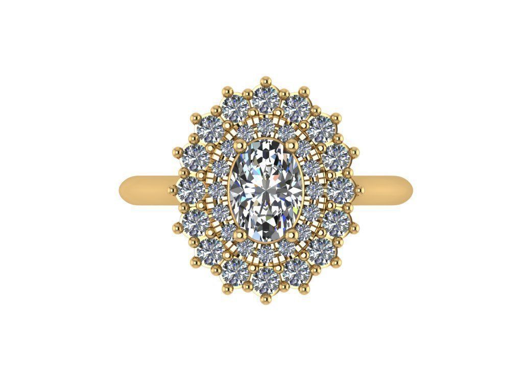 diamond cluster ring double halo 3D print model_1