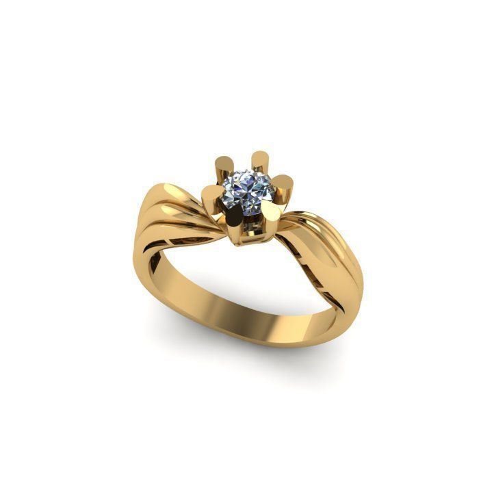 solitair ring 3D print model 3D print model_3