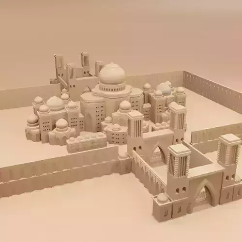 Mosque Architectural 3d Model with Render Scene  