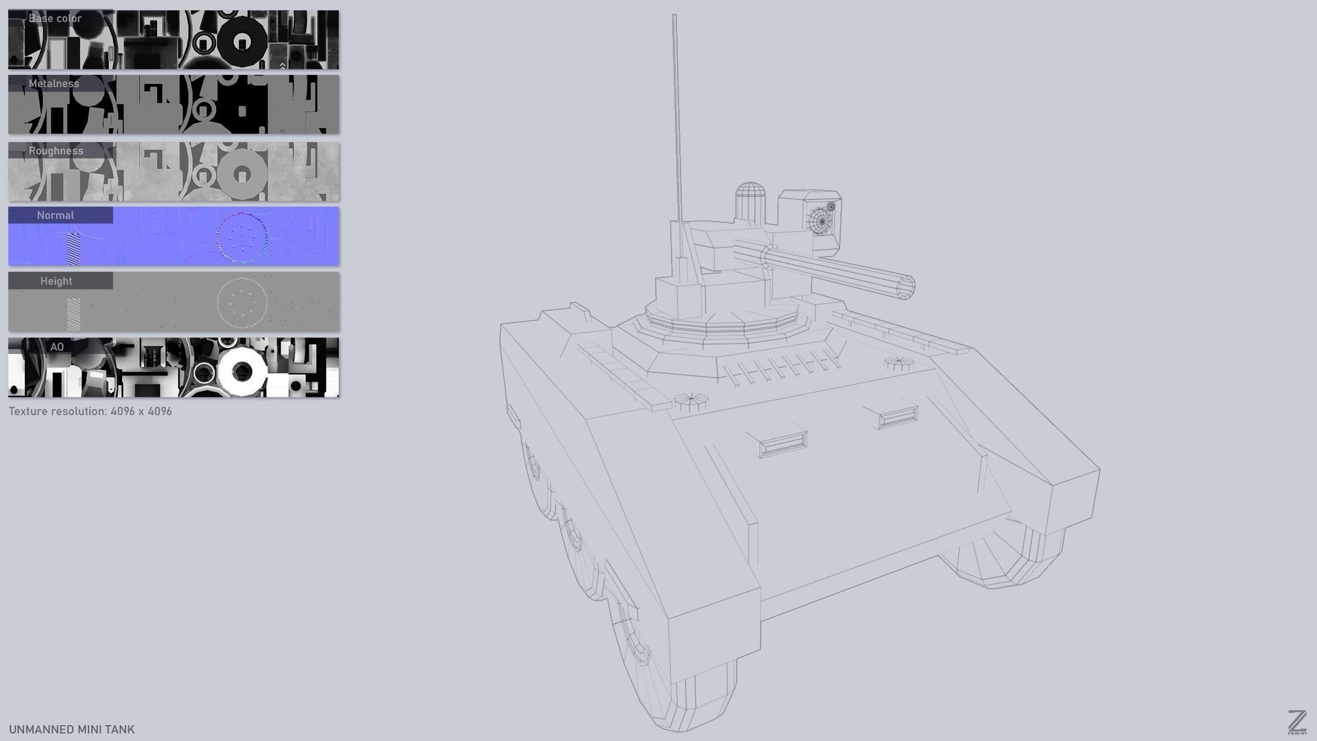 Unmanned Mini Tank Low-poly 3D model_2