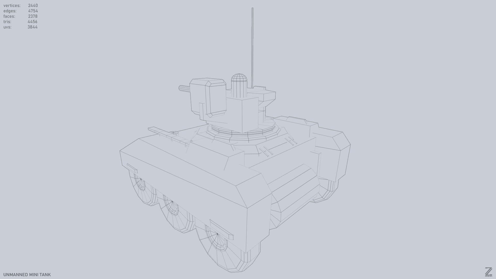 Unmanned Mini Tank Low-poly 3D model_10