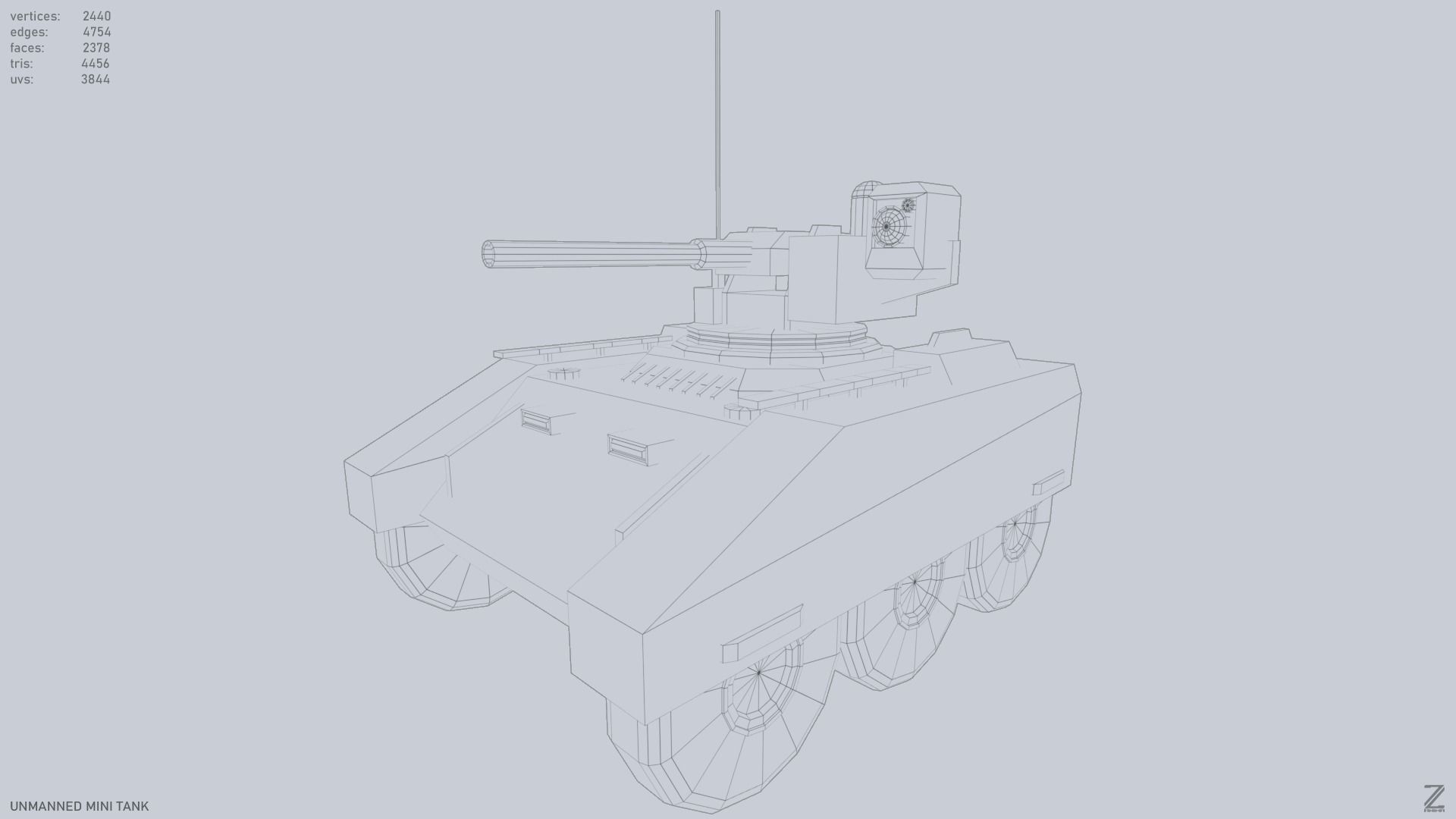 Unmanned Mini Tank Low-poly 3D model_8
