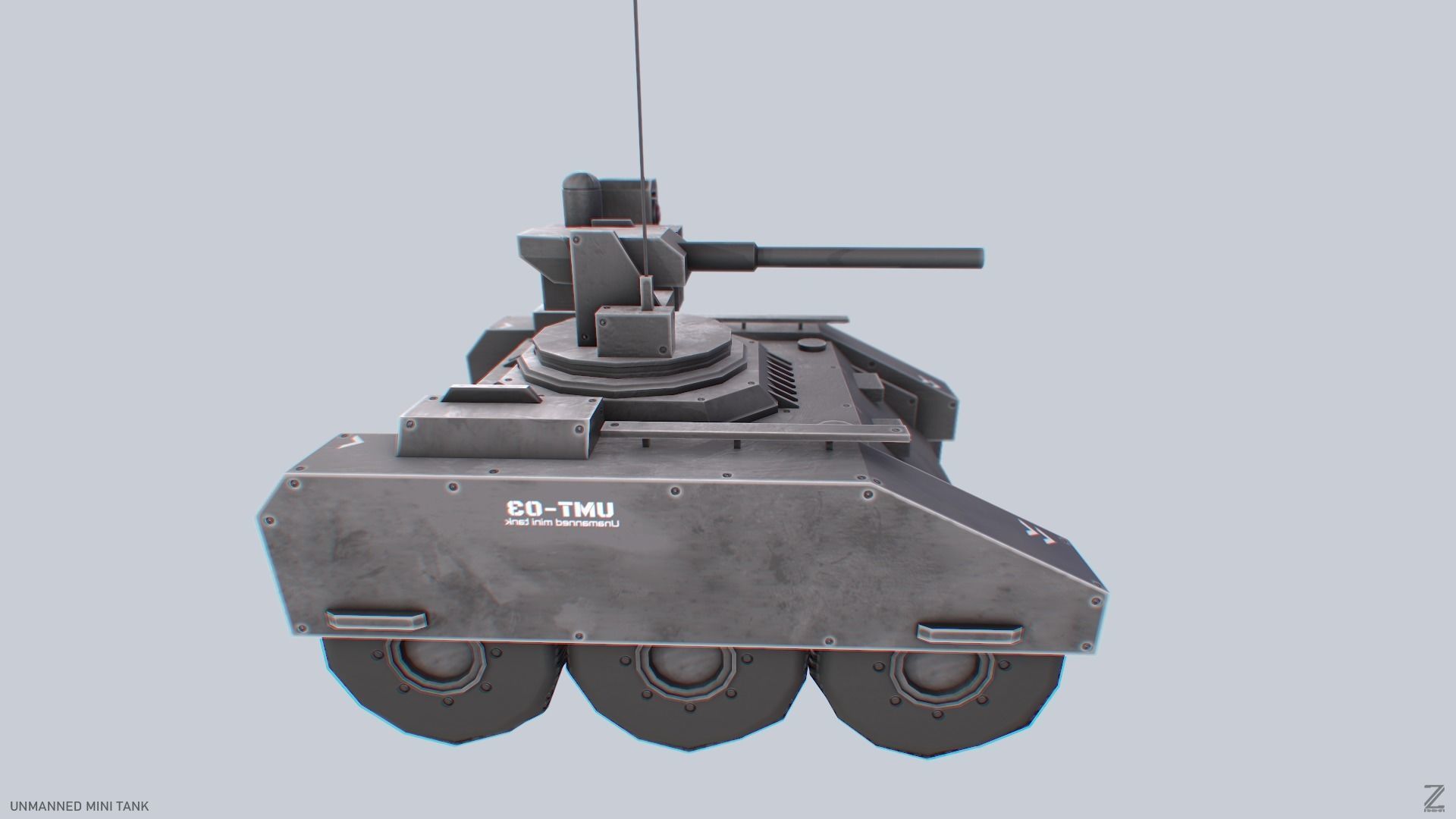 Unmanned Mini Tank Low-poly 3D model_6