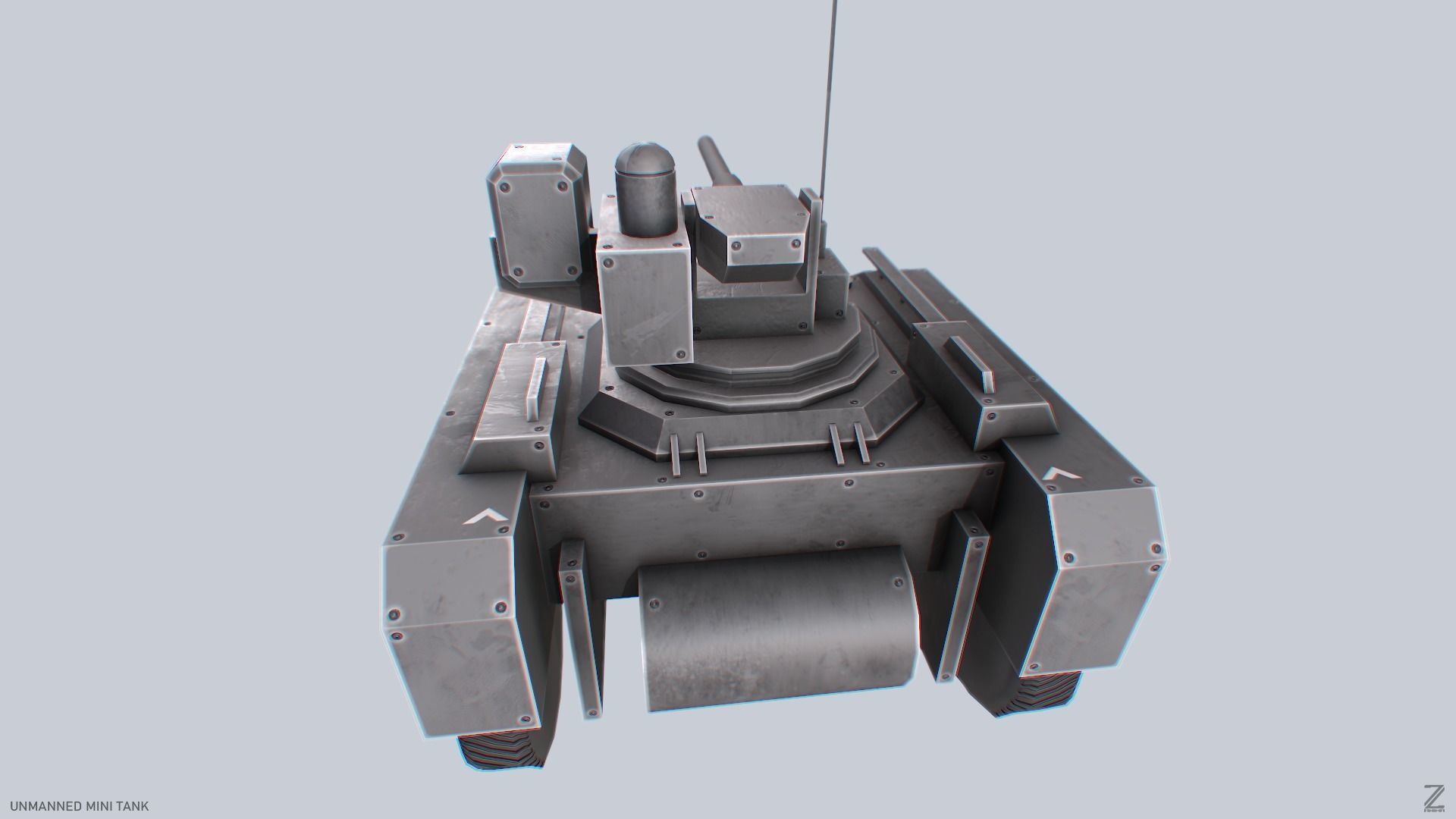 Unmanned Mini Tank Low-poly 3D model_4