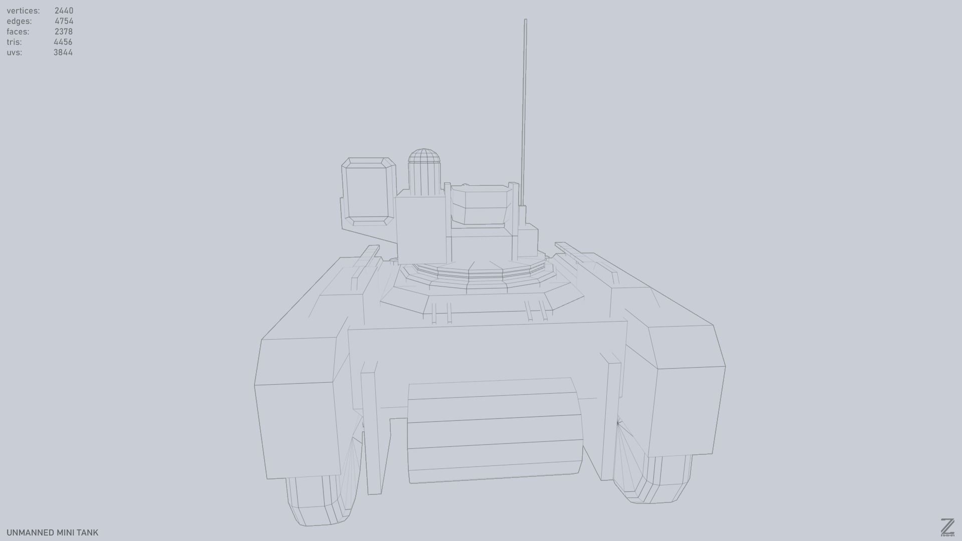 Unmanned Mini Tank Low-poly 3D model_11