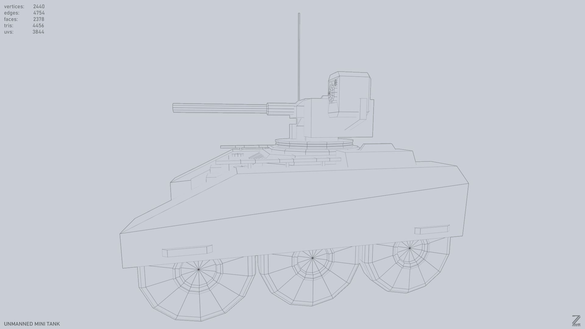 Unmanned Mini Tank Low-poly 3D model_9