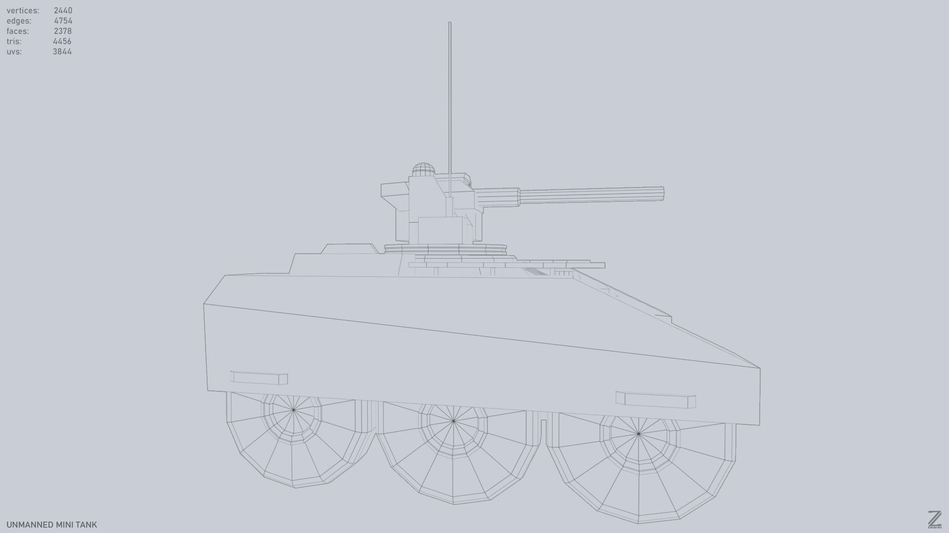 Unmanned Mini Tank Low-poly 3D model_13
