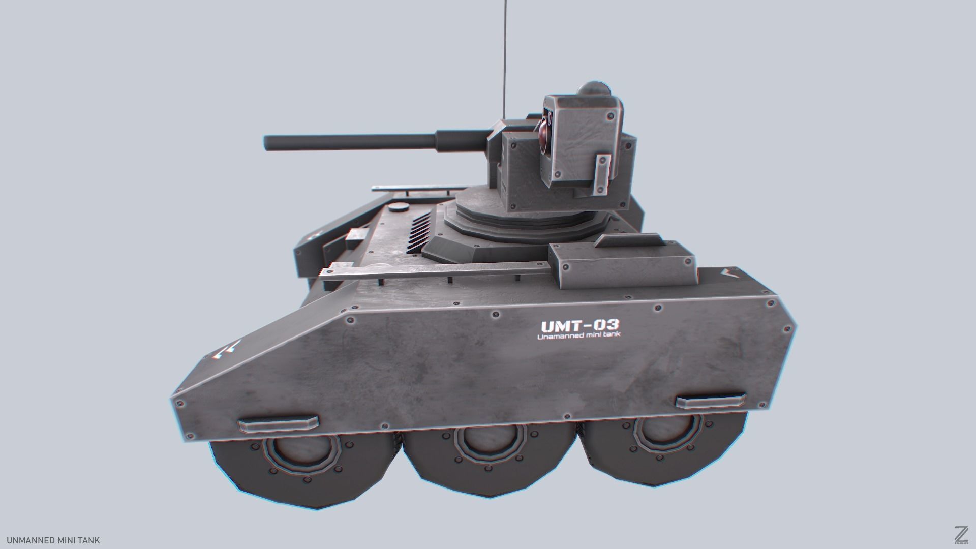 Unmanned Mini Tank Low-poly 3D model_1