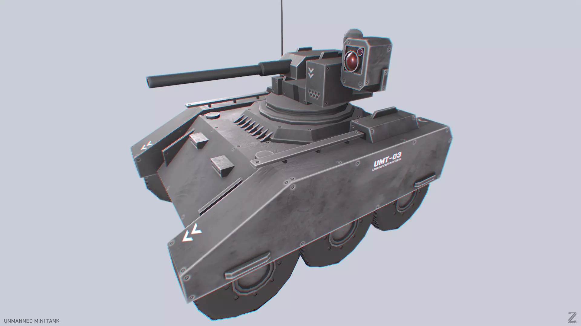 Unmanned Mini Tank Low-poly 3D model_0