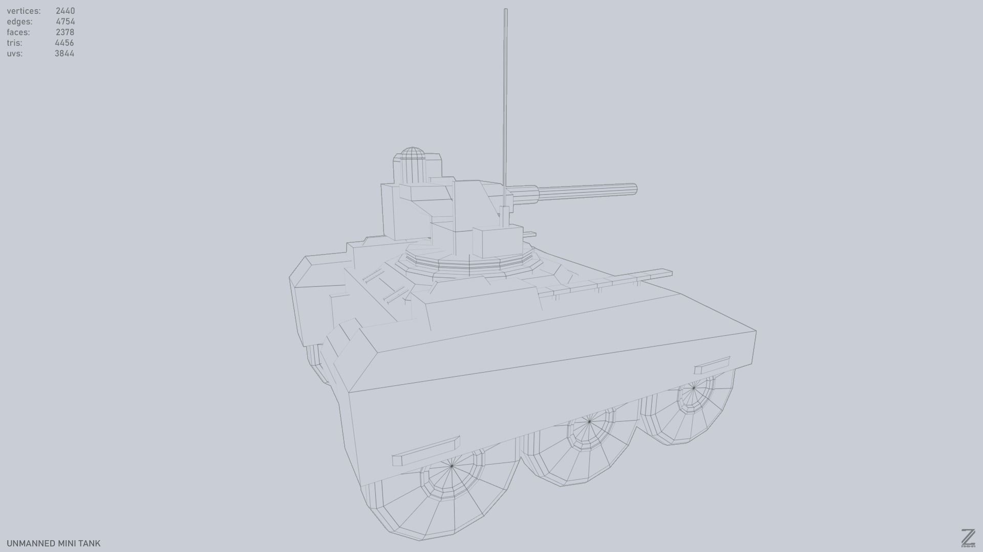 Unmanned Mini Tank Low-poly 3D model_12
