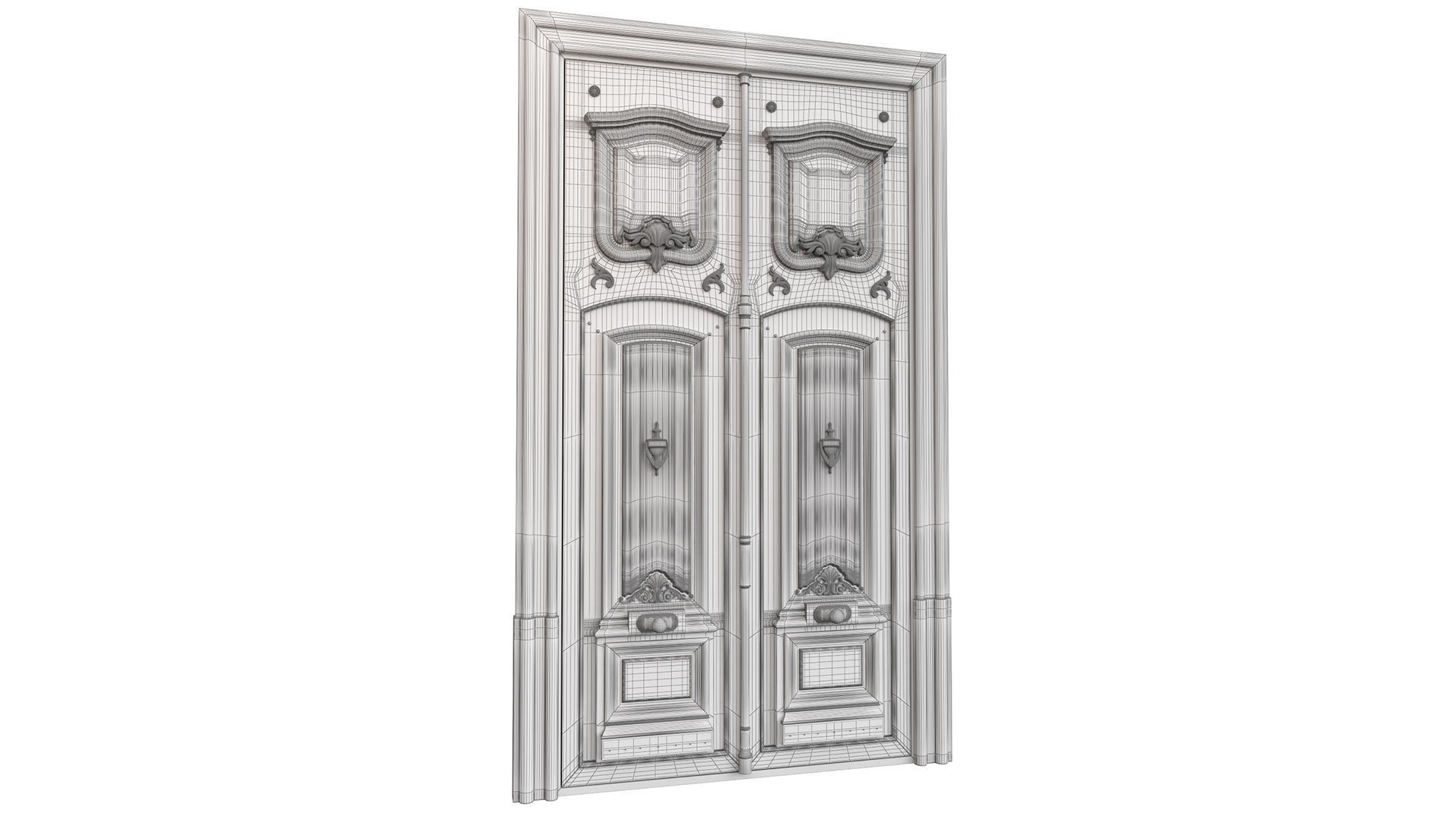 Entrance classic door 97 3D model_7