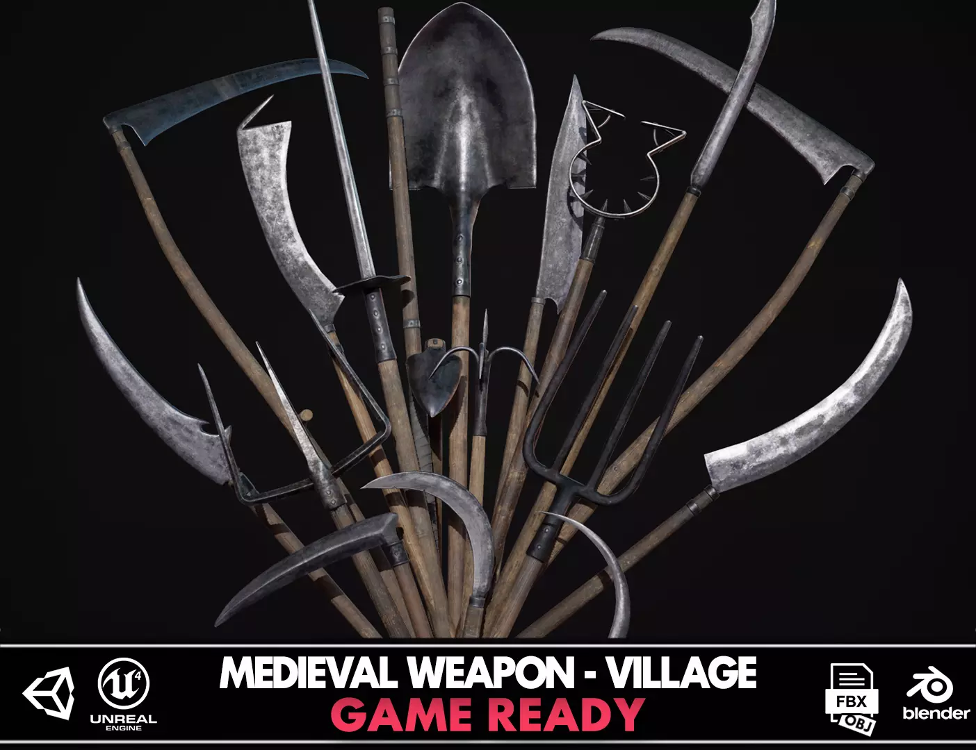 Medieval Weapon - VIllage Low-poly 3D model