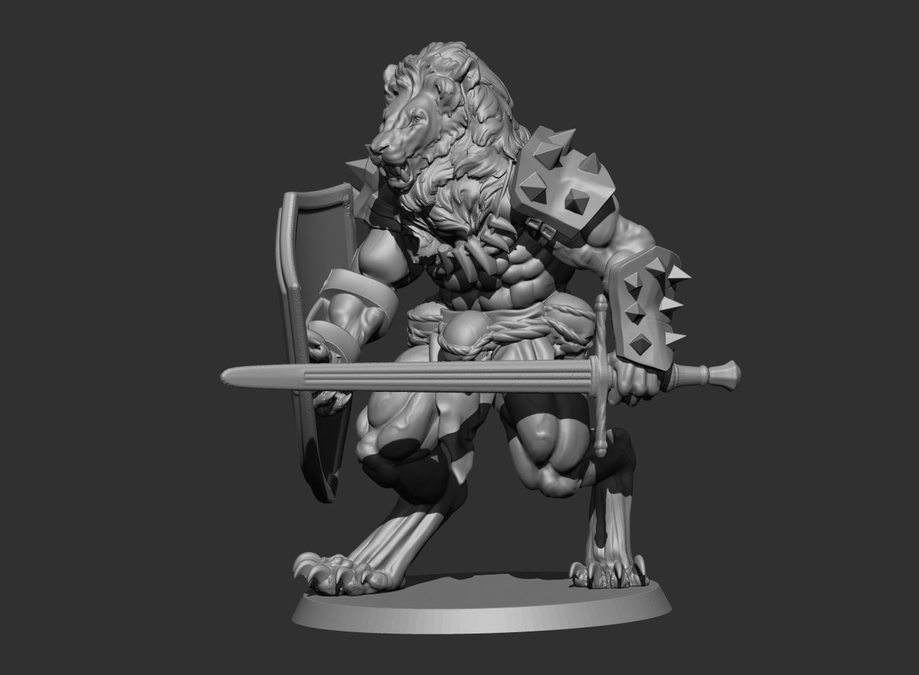Lion with sword 3D print model_3