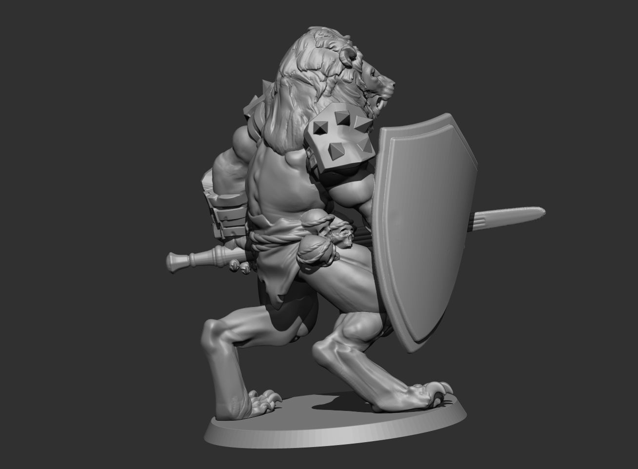 Lion with sword 3D print model_7