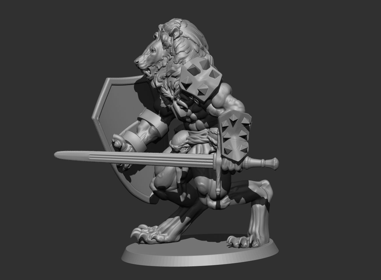 Lion with sword 3D print model_4
