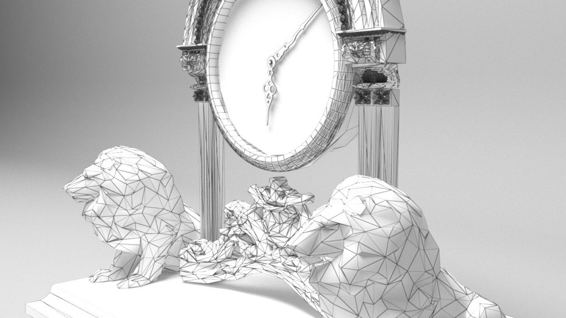 Lioned Clock 3D model_12