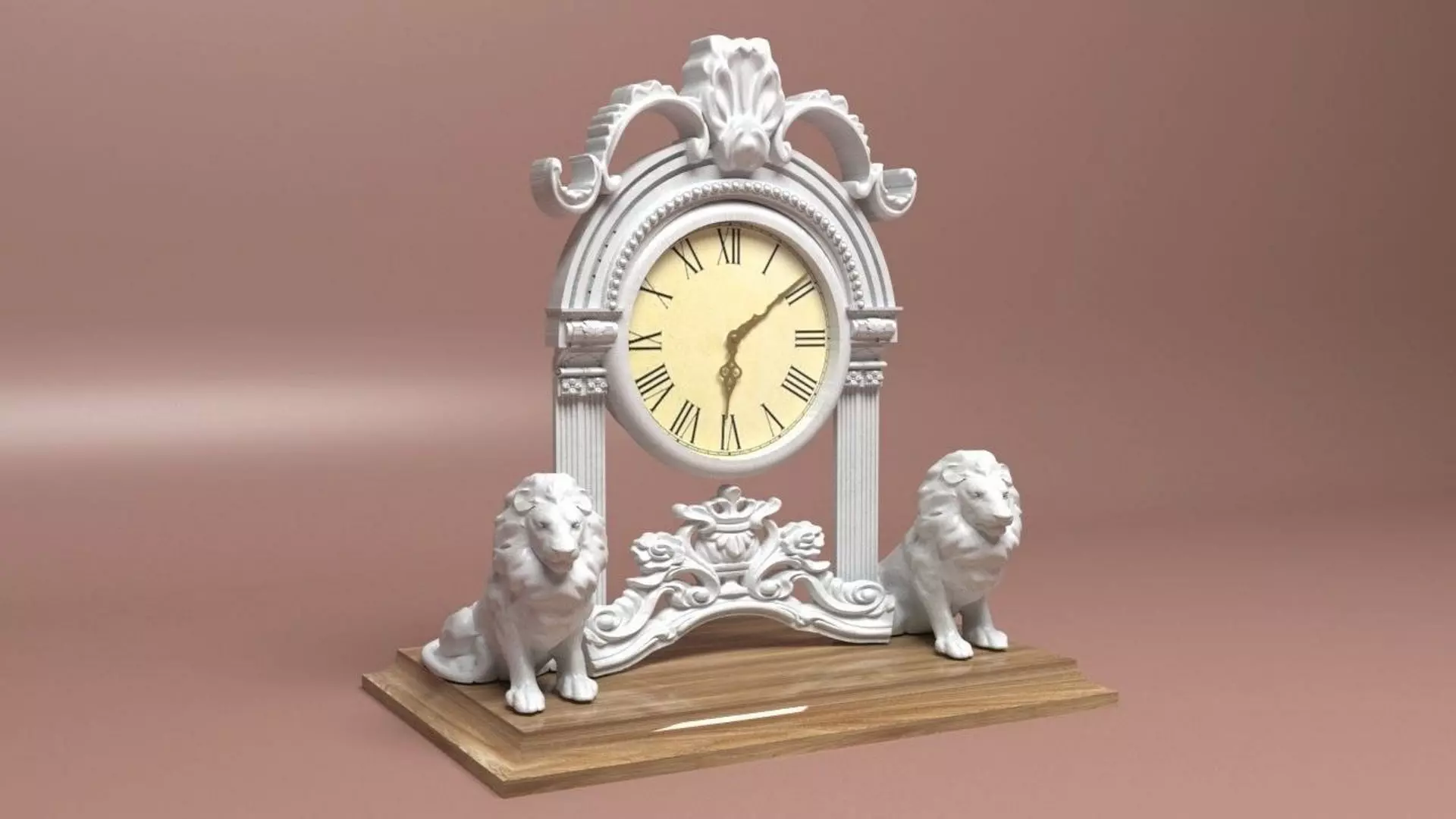 Lioned Clock 3D model_0