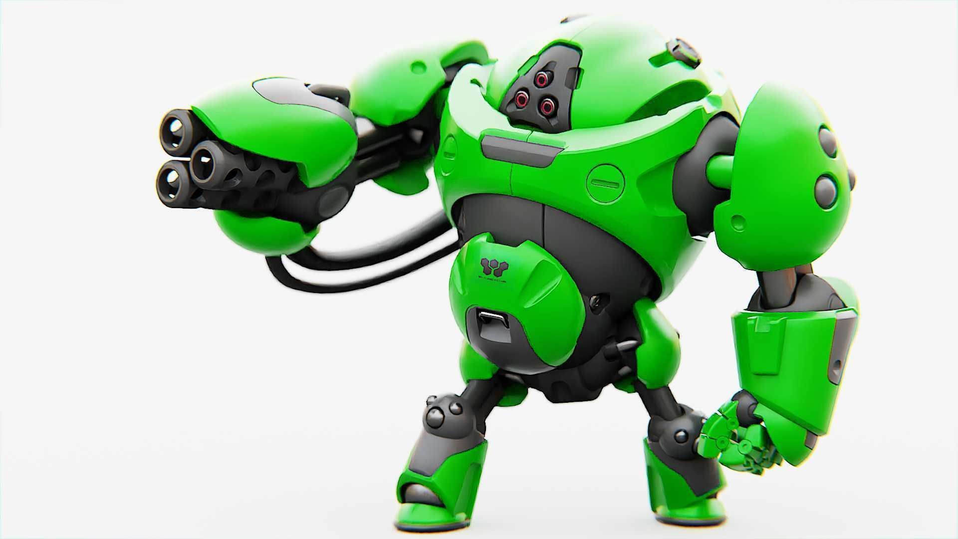 MILITARY BOT F-500 RIGGED 3D model_13