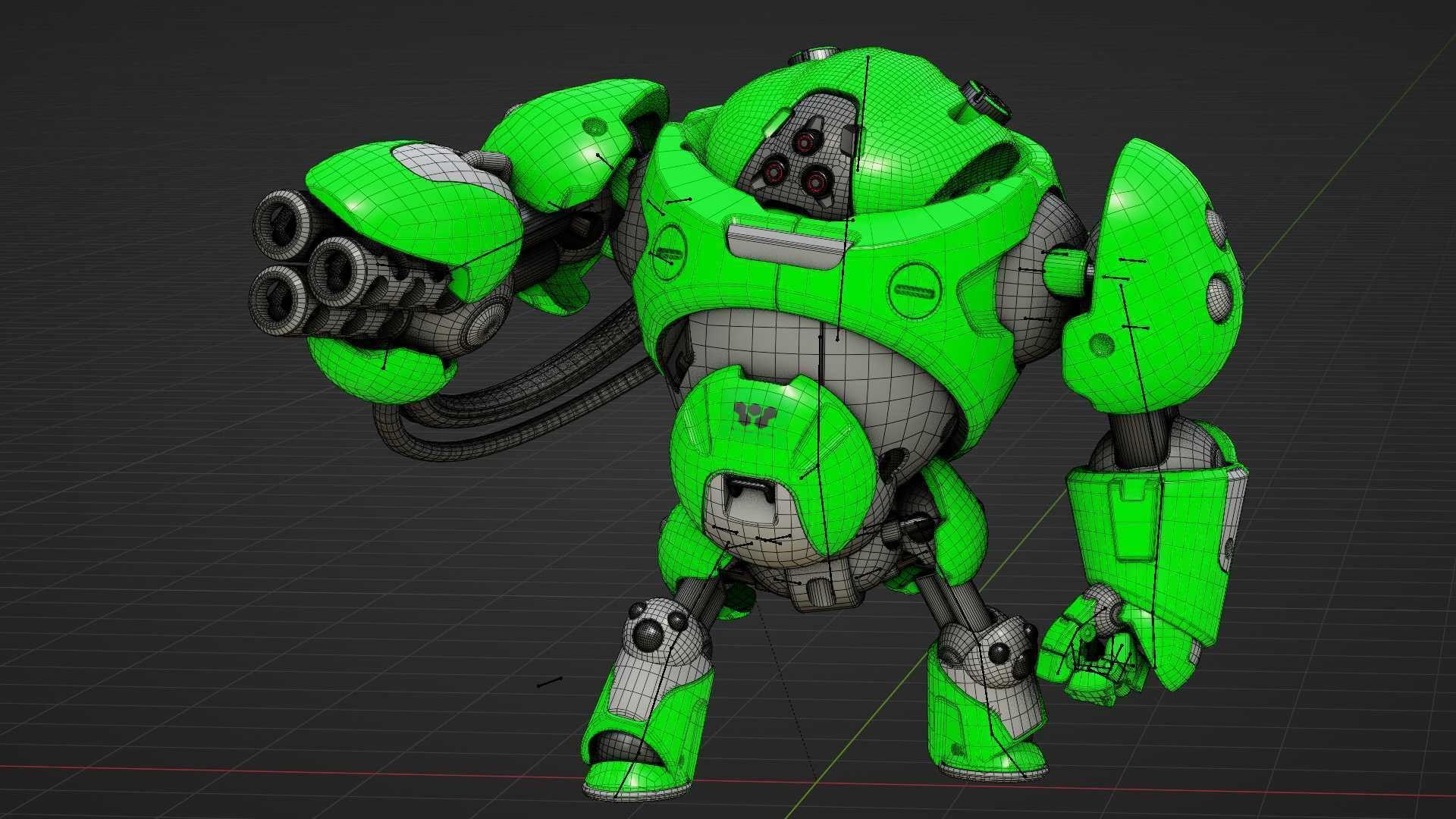 MILITARY BOT F-500 RIGGED 3D model_35