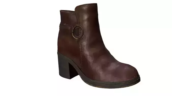 Distressed Womens Ankle Boot Low-poly 3D model