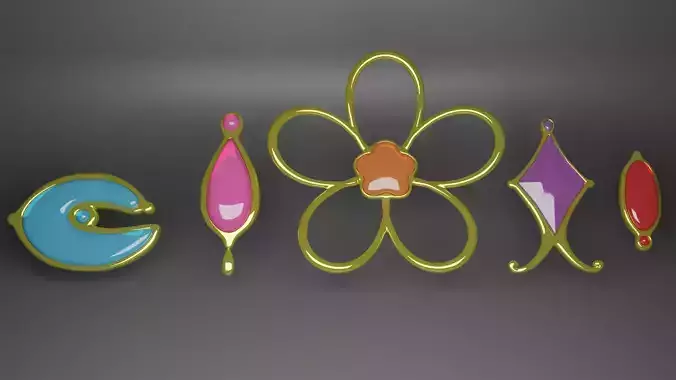 Pack gems of Puella Magi Madoka Magica characters  3D print model