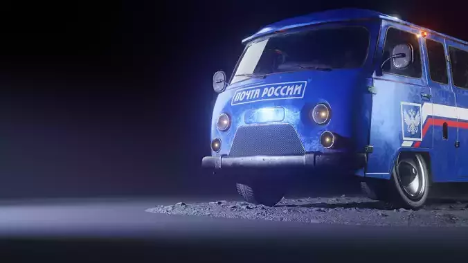 Game-ready Low-Poly model UAZ 452 Low-poly 3D model