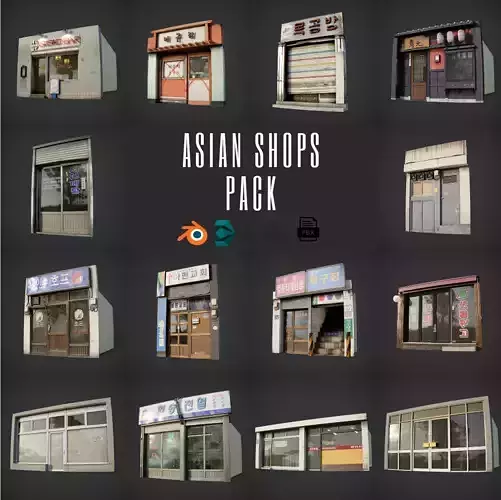 Asian Shop Pack 3D model