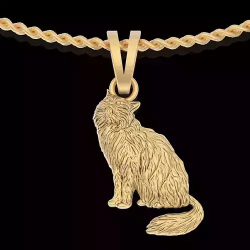 Cat pendant silver gold jewelry printable 3D model