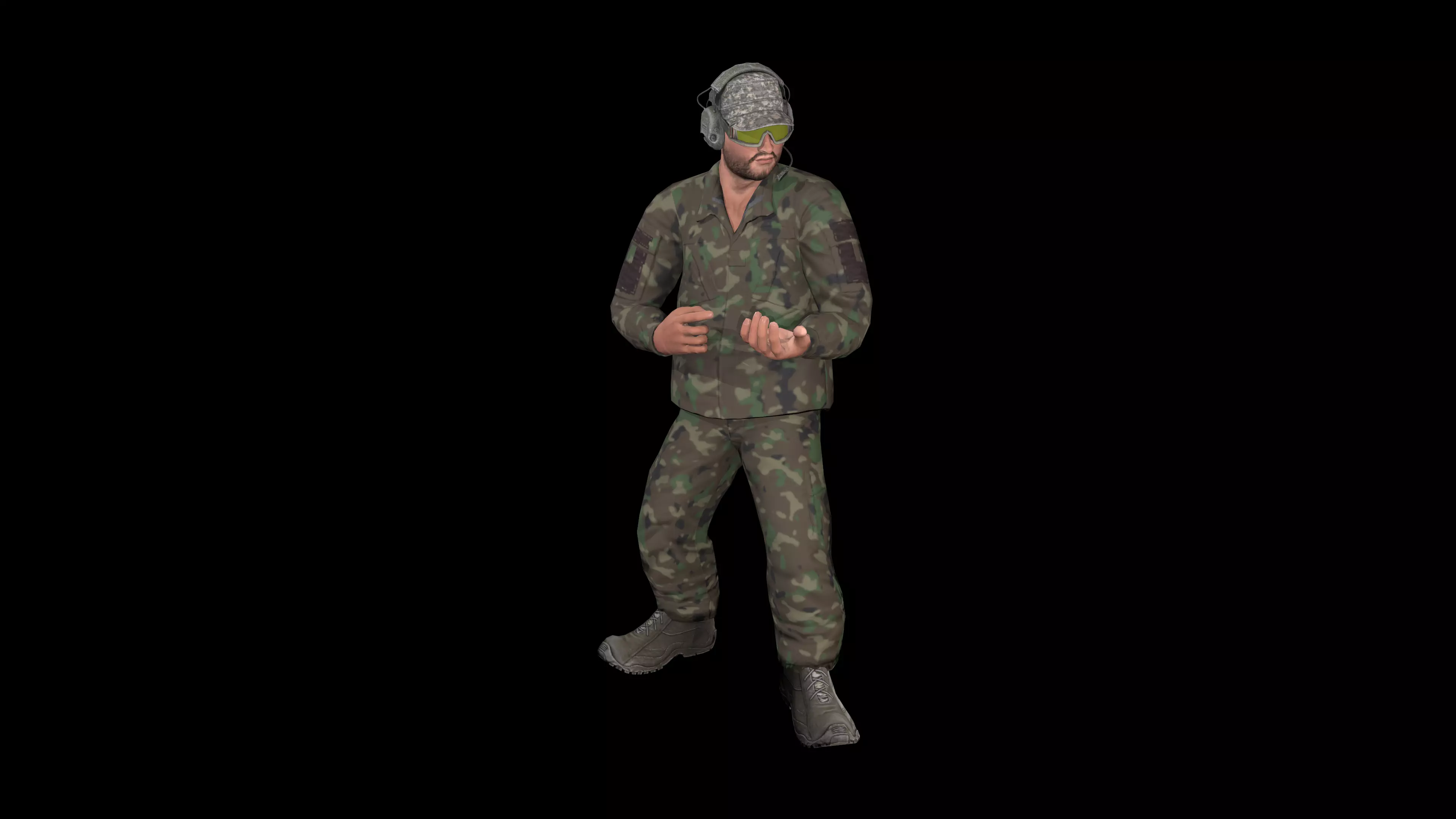 Soldier with the set of animations 15 pcs PBR GAME READY Low-poly 3D model