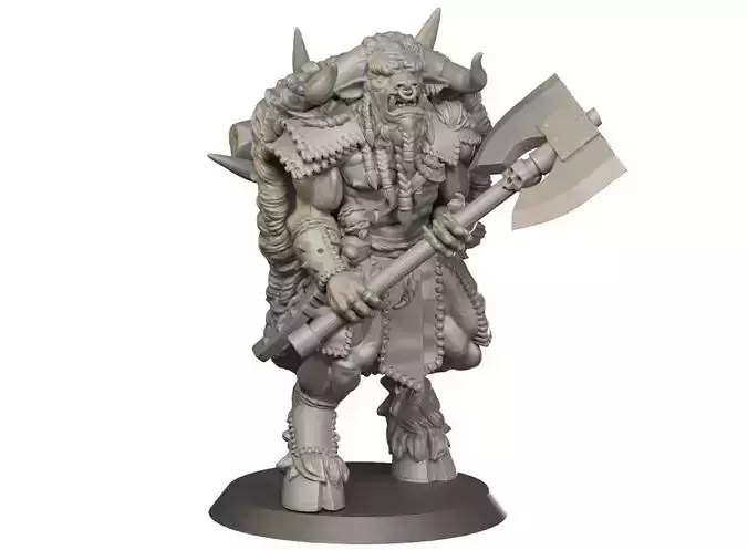 Bull Warrior with Axe 3D print model